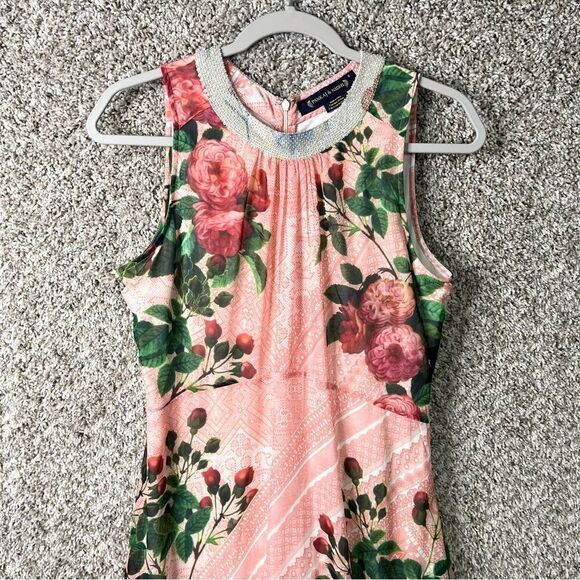 Pankaj & Nidhi Dress Women’s 6 Butterfly Garden Beaded Neck Sleeveless Midi - Picture 3 of 10